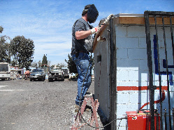 Repairing drive way gate Casa Hogar baja california, mexico, Vicente Guerrero 